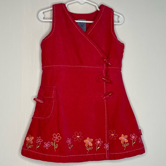 Pumpkin Patch Girls Embroidered Wrap Jumper Dress Floral Toggles Size 3 - Picture 1 of 16